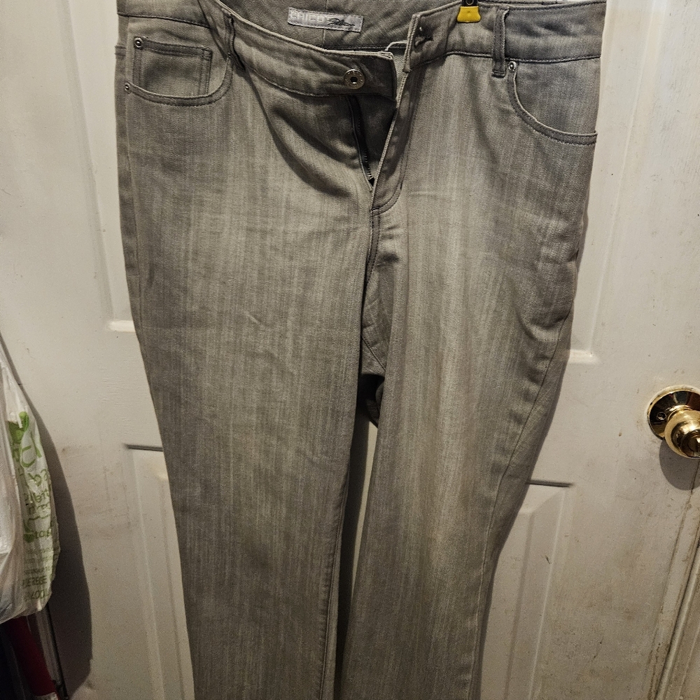 Chico's Light Gray Straight-Leg Jeans Size 3